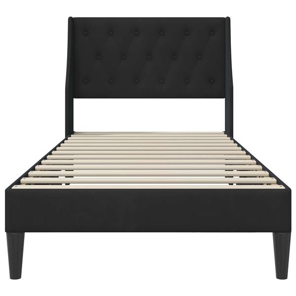Grote foto vidaxl bedframe met hoofdeinde zwart 100 x 200 cm fluweel antiek en kunst stoelen en banken