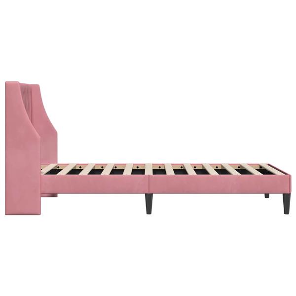 Grote foto vidaxl bedframe met hoofdeinde roze 90 x 200 cm fluweel antiek en kunst stoelen en banken