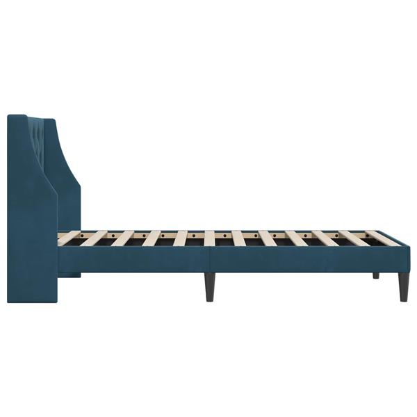 Grote foto vidaxl bedframe met hoofdeinde blauw 90 x 190 cm fluweel antiek en kunst stoelen en banken