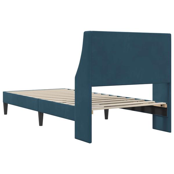 Grote foto vidaxl bedframe met hoofdeinde blauw 90 x 190 cm fluweel antiek en kunst stoelen en banken