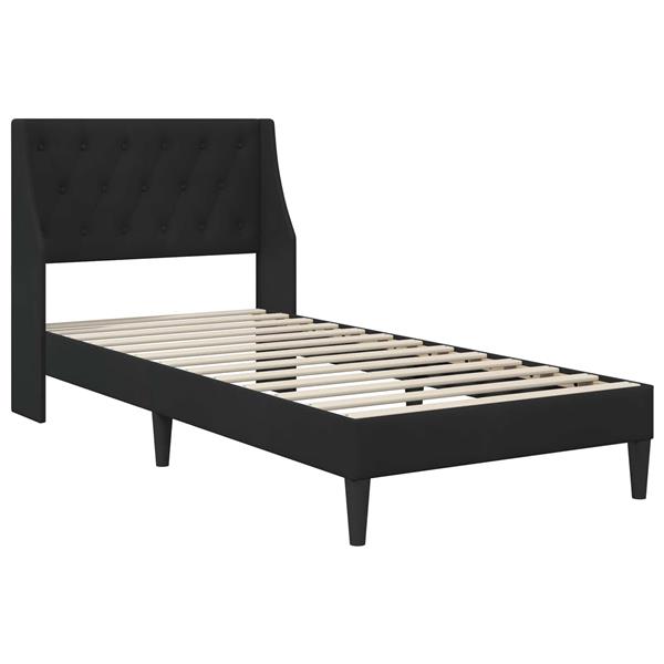 Grote foto vidaxl bedframe met hoofdeinde zwart 90 x 190 cm fluweel antiek en kunst stoelen en banken