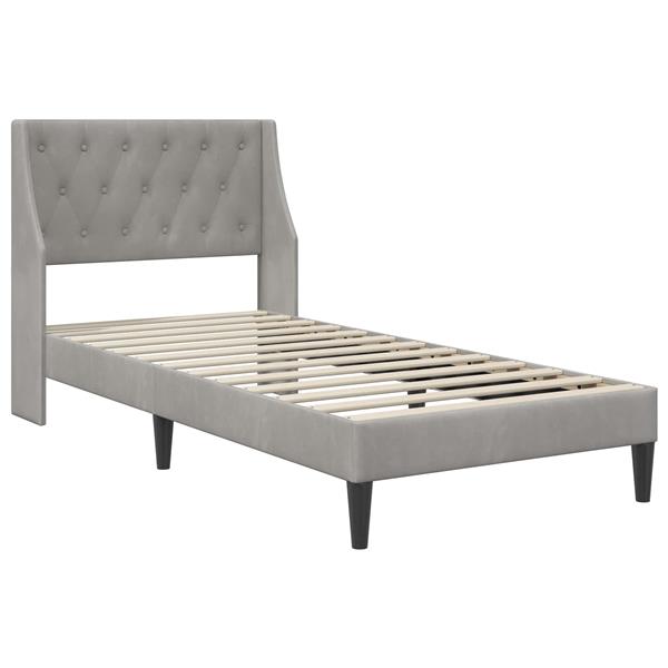 Grote foto vidaxl bedframe met hoofdeinde lichtgrijs 90 x 190 cm fluweel antiek en kunst stoelen en banken