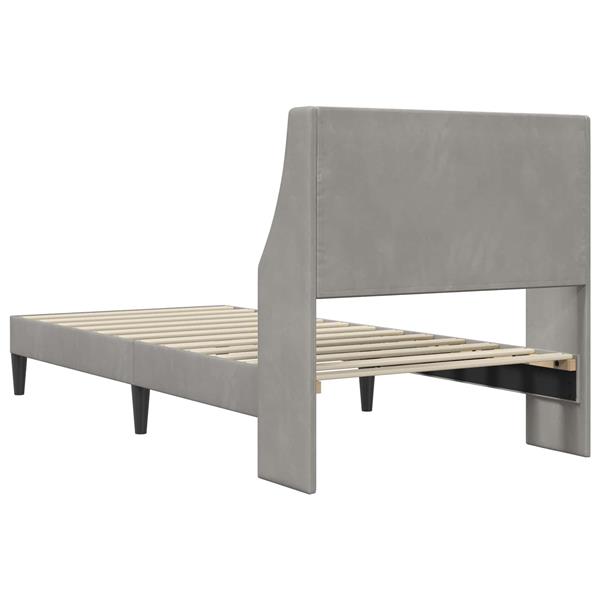 Grote foto vidaxl bedframe met hoofdeinde lichtgrijs 90 x 190 cm fluweel antiek en kunst stoelen en banken