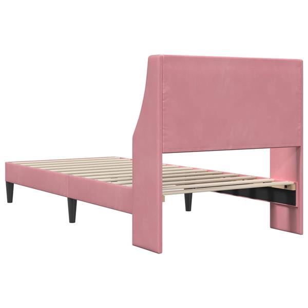 Grote foto vidaxl bedframe met hoofdeinde roze 80 x 200 cm fluweel antiek en kunst stoelen en banken