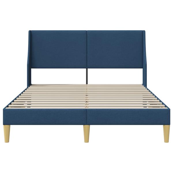 Grote foto vidaxl bedframe effen met hoofdeinde blauw 120 x 190 cm stof antiek en kunst stoelen en banken