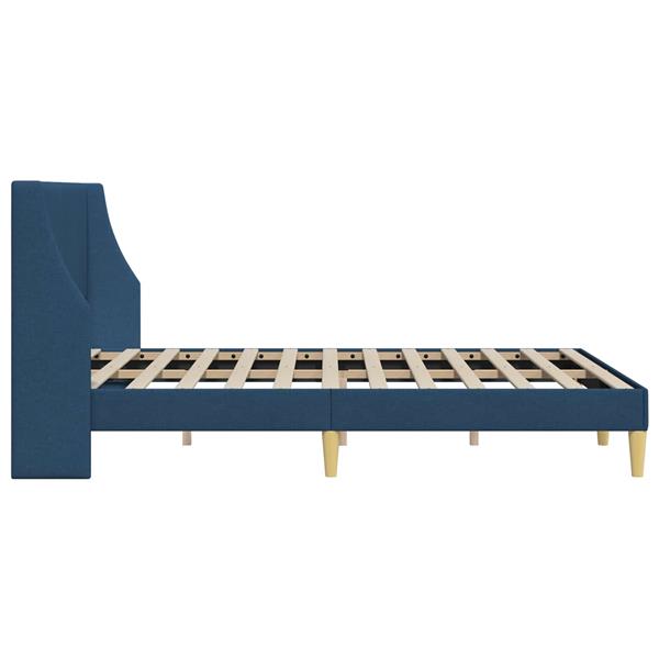 Grote foto vidaxl bedframe effen met hoofdeinde blauw 120 x 190 cm stof antiek en kunst stoelen en banken