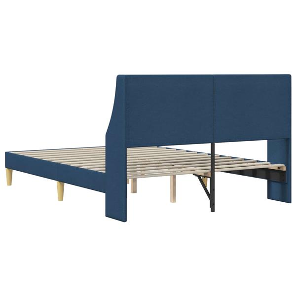 Grote foto vidaxl bedframe effen met hoofdeinde blauw 120 x 190 cm stof antiek en kunst stoelen en banken