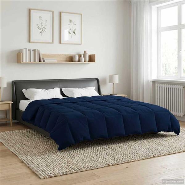 Grote foto vidaxl winter dekbed gekwilt donkerblauw 240 x 260 cm microfiber huis en inrichting bedden
