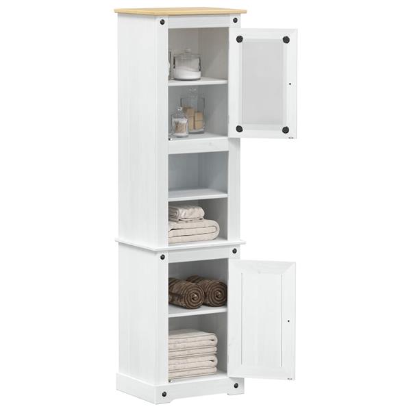 Grote foto vidaxl badkamerkast met plank wit 50 x 40 x 185 cm massief grenenhout huis en inrichting complete badkamers