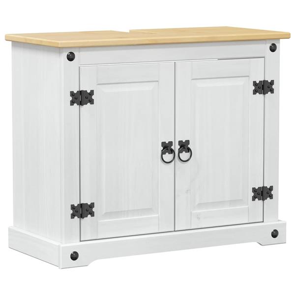 Grote foto vidaxl wastafelkast met plank wit 73 x 33 x 60 cm massief grenenhout huis en inrichting complete badkamers