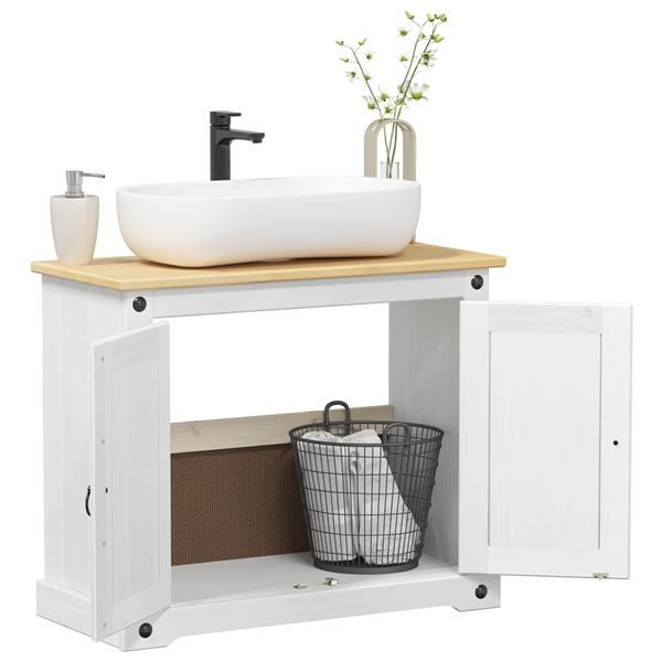 Grote foto vidaxl wastafelkast met plank wit 73 x 33 x 60 cm massief grenenhout huis en inrichting complete badkamers