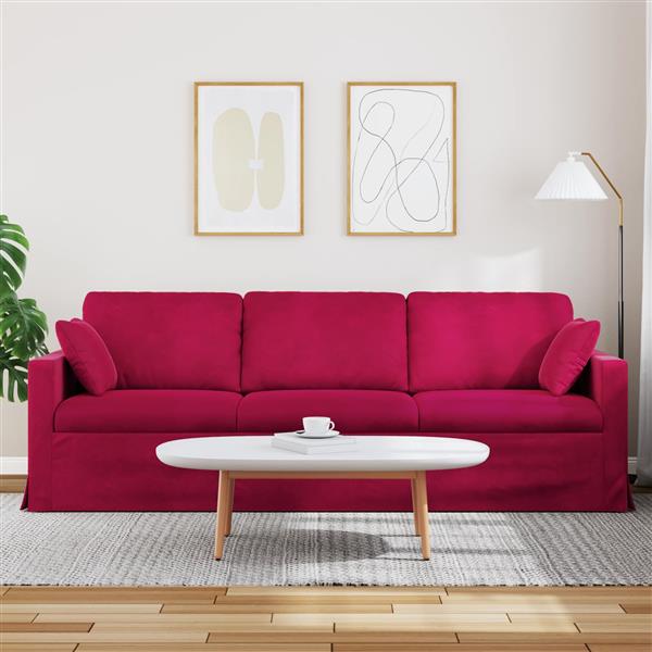 Grote foto vidaxl bank wijnrood 228 x 78 x 80 cm fluweel huis en inrichting bankstellen