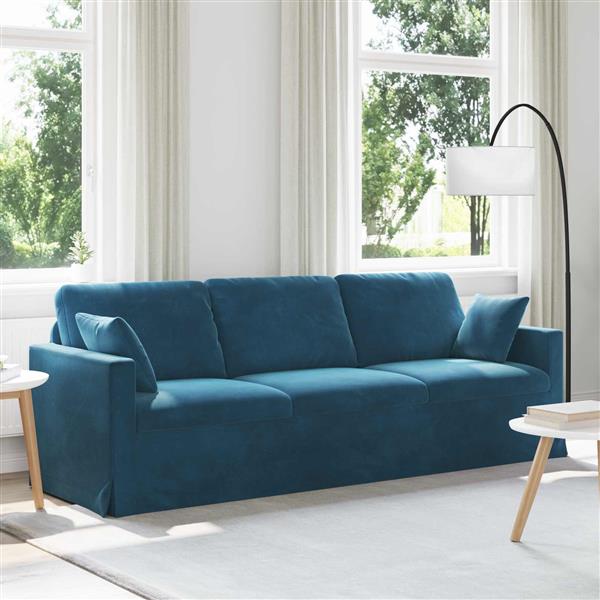 Grote foto vidaxl bank blauw 228 x 78 x 80 cm fluweel huis en inrichting bankstellen