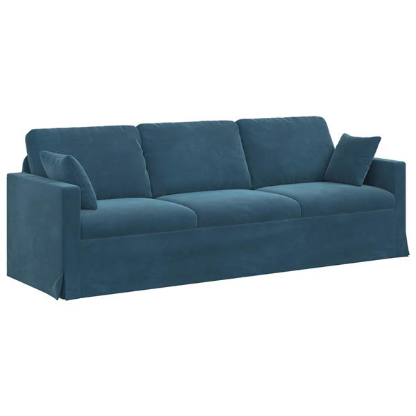 Grote foto vidaxl bank blauw 228 x 78 x 80 cm fluweel huis en inrichting bankstellen