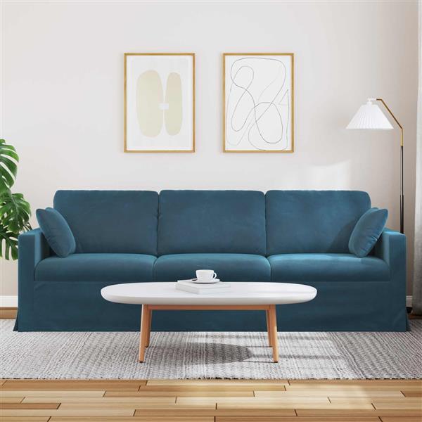Grote foto vidaxl bank blauw 228 x 78 x 80 cm fluweel huis en inrichting bankstellen