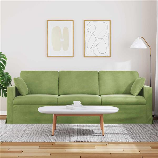 Grote foto vidaxl bank lichtgroen 228 x 78 x 80 cm fluweel huis en inrichting bankstellen