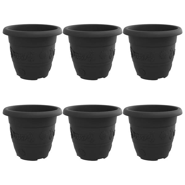 Grote foto vidaxl ronde bloempot 6 pcs zwart 26 x 21.5 cm kunststof tuin en terras overige tuin en terras