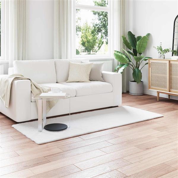 Grote foto vidaxl antislip vloerkleed van imitatie konijnenbont olite wit huis en inrichting vloerbedekking en kleden