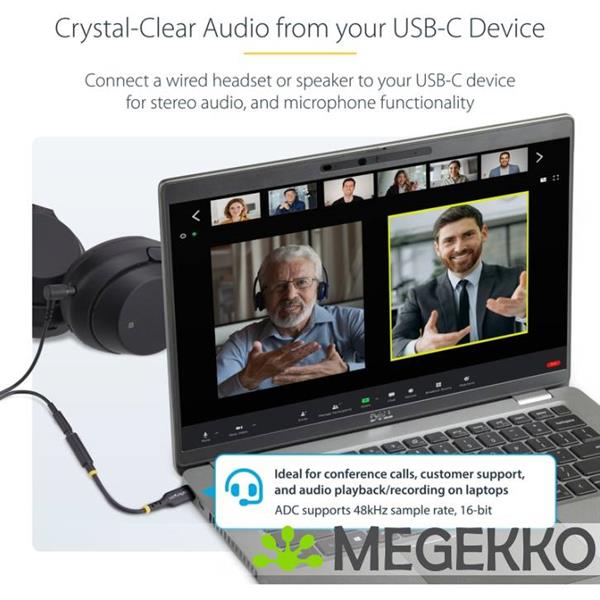 Grote foto startech.com usb c naar 3.5mm trrs headphone headset adapter aux audio adapter 3.5mm jack usb typ computers en software overige computers en software