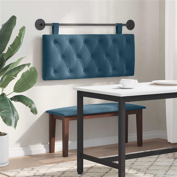 Grote foto vidaxl hangend hoofdeinde wandgemonteerd blauw 110 x 55 x 7 cm fluweel antiek en kunst stoelen en banken