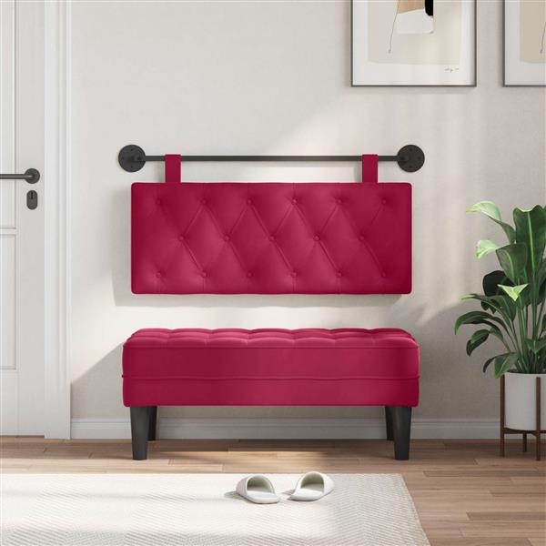Grote foto vidaxl hangend hoofdeinde wijnrood 110 x 55 x 7 cm fluweel antiek en kunst stoelen en banken
