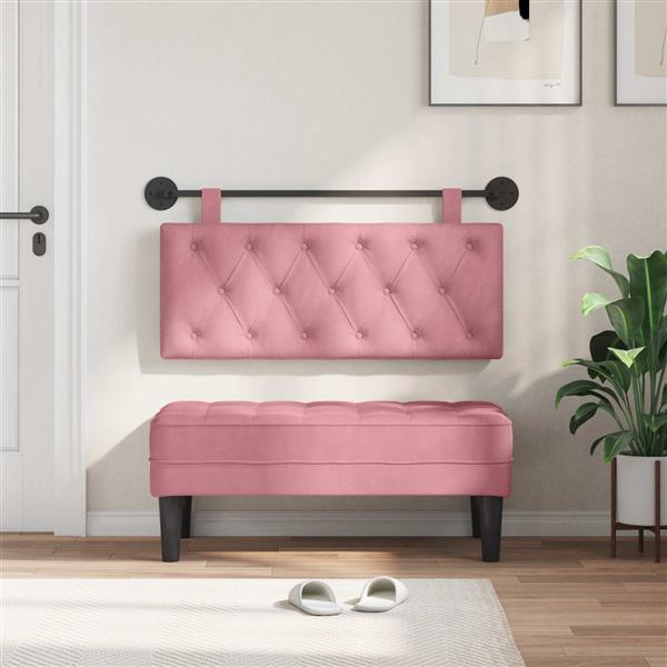 Grote foto vidaxl hangend hoofdeinde wandgemonteerd roze 110 x 55 x 7 cm fluweel antiek en kunst stoelen en banken