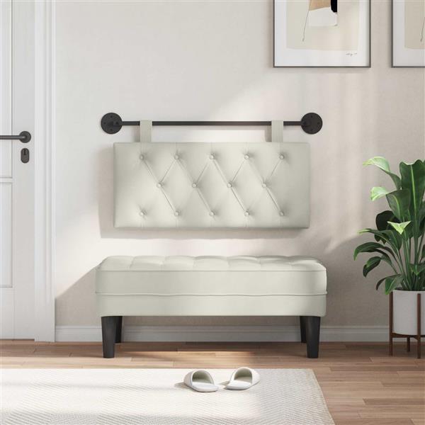 Grote foto vidaxl hangend hoofdeinde wandgemonteerd cr me 100 x 55 x 7 cm fluweel antiek en kunst stoelen en banken