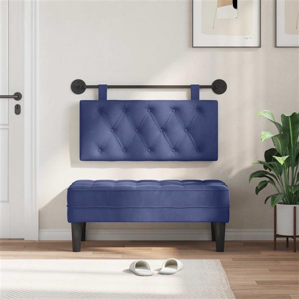 Grote foto vidaxl hangend hoofdeinde politieblauw 90 x 55 x 7 cm fluweel antiek en kunst stoelen en banken