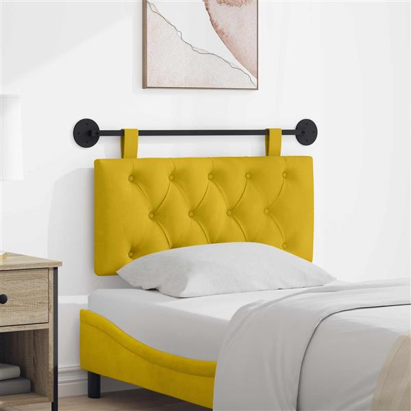 Grote foto vidaxl hangend hoofdeinde wandgemonteerd geel 90 x 55 x 7 cm fluweel antiek en kunst stoelen en banken