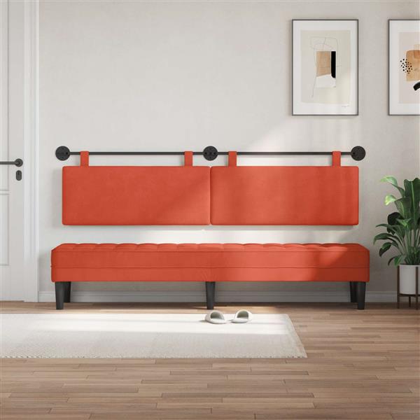 Grote foto vidaxl hangend hoofdeinde rood oranje 210 x 55 x 5 cm katoen stof antiek en kunst stoelen en banken