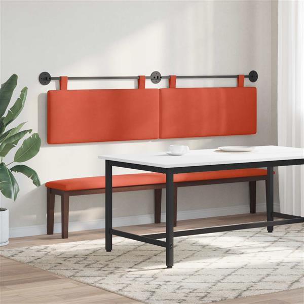 Grote foto vidaxl hangend hoofdeinde rood oranje 210 x 55 x 5 cm katoen stof antiek en kunst stoelen en banken