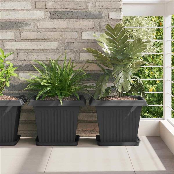 Grote foto vidaxl vierkante bloempot 6 pcs zwart 33 x 33 x 26 cm kunststof tuin en terras overige tuin en terras