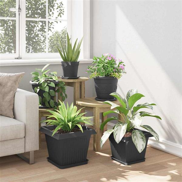 Grote foto vidaxl vierkante bloempot 6 pcs zwart 33 x 33 x 26 cm kunststof tuin en terras overige tuin en terras