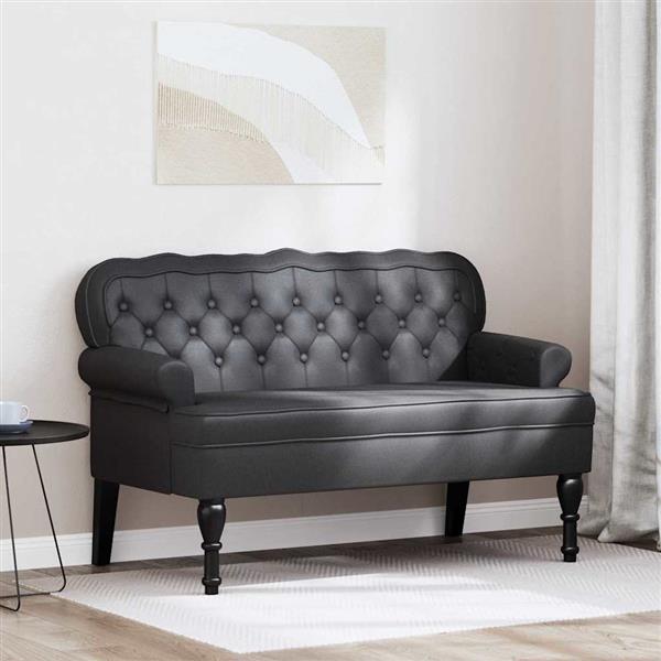 Grote foto vidaxl chesterfield bank zwart 119 5 x 64 5 x 75 cm nep leer huis en inrichting overige huis en inrichting