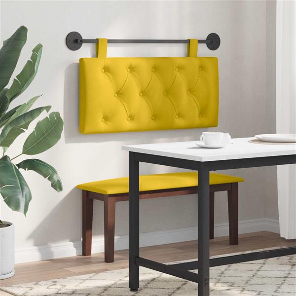 Grote foto vidaxl hangend hoofdeinde wandgemonteerd geel 100 x 55 x 7 cm fluweel antiek en kunst stoelen en banken