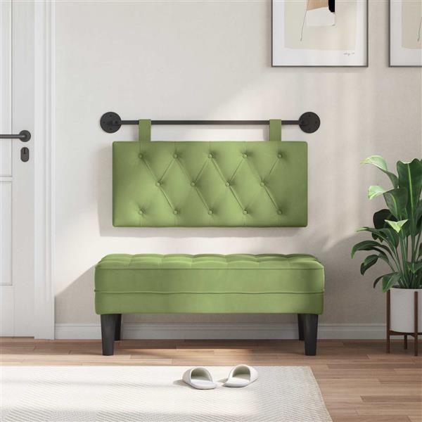 Grote foto vidaxl hangend hoofdeinde lichtgroen 100 x 55 x 7 cm fluweel antiek en kunst stoelen en banken