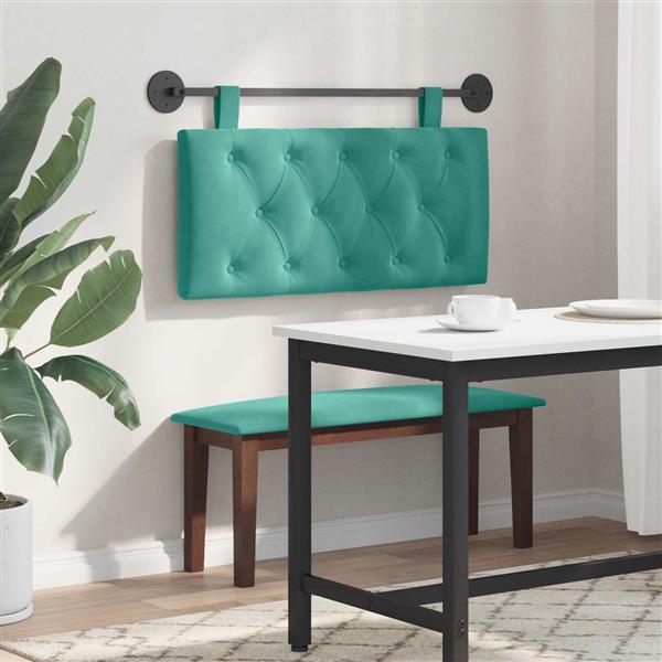 Grote foto vidaxl hangend hoofdeinde turquoise 90 x 55 x 7 cm fluweel antiek en kunst stoelen en banken