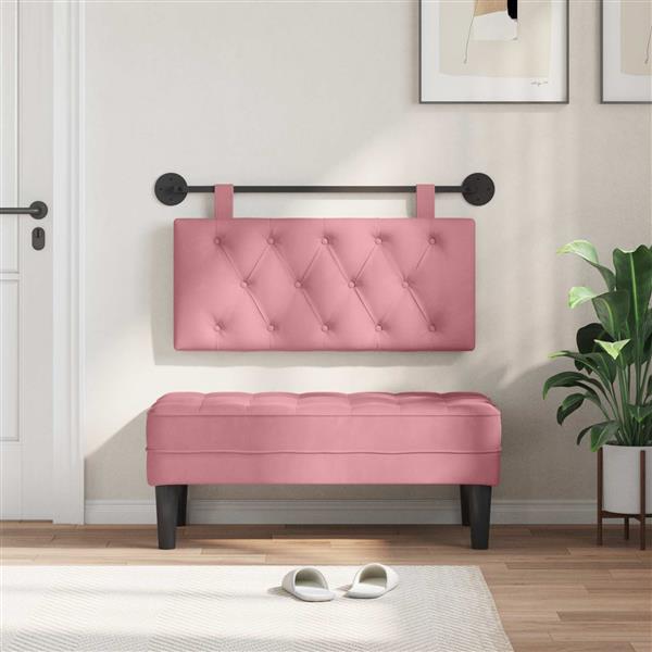 Grote foto vidaxl hangend hoofdeinde wandgemonteerd roze 90 x 55 x 7 cm fluweel antiek en kunst stoelen en banken