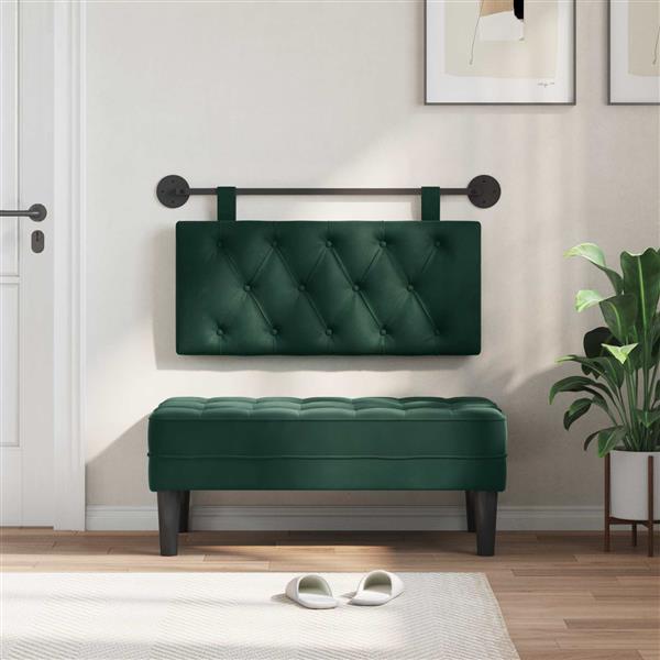 Grote foto vidaxl hangend hoofdeinde donkergroen 90 x 55 x 7 cm fluweel antiek en kunst stoelen en banken