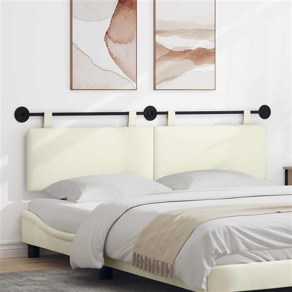 Grote foto vidaxl hangend hoofdeinde effen cr me 190 x 55 x 5 cm katoen stof antiek en kunst stoelen en banken