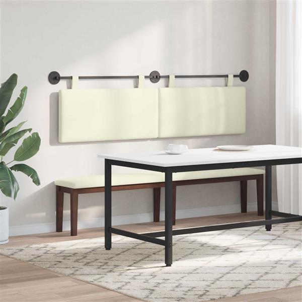 Grote foto vidaxl hangend hoofdeinde effen cr me 190 x 55 x 5 cm katoen stof antiek en kunst stoelen en banken