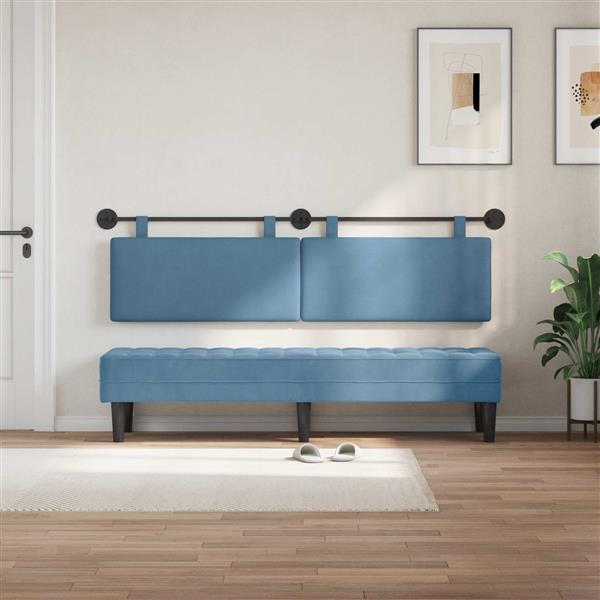Grote foto vidaxl hangend hoofdeinde effen blauw 170 x 55 x 5 cm katoen stof antiek en kunst stoelen en banken