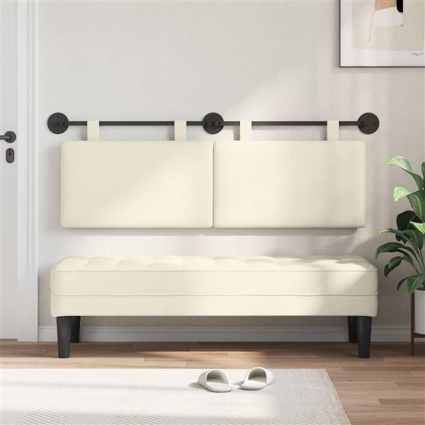 Grote foto vidaxl hangend hoofdeinde effen cr me 150 x 55 x 5 cm katoen stof antiek en kunst stoelen en banken