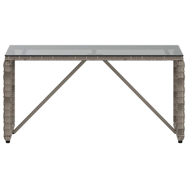 Grote foto vidaxl buiten tafel grijs en zwart 80 x 40 x 40 cm pe rattan en glas tuin en terras tuinmeubelen