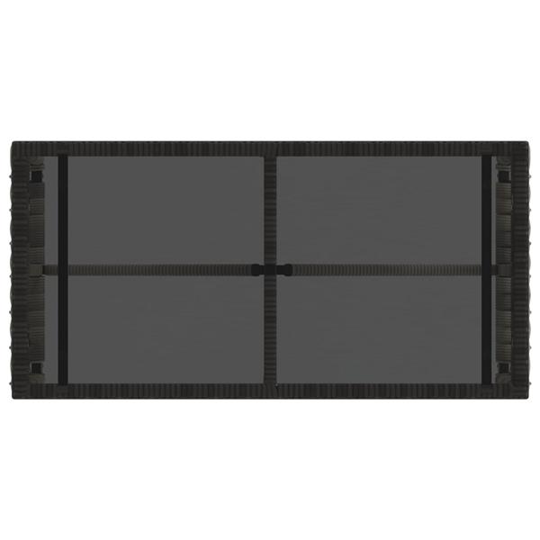 Grote foto vidaxl buiten tafel grijs en zwart 80 x 40 x 40 cm pe rattan en glas tuin en terras tuinmeubelen