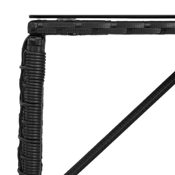 Grote foto vidaxl buiten tafel zwart 80 x 40 x 40 cm pe rattan en glas tuin en terras tuinmeubelen