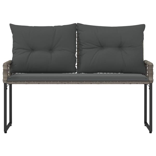 Grote foto vidaxl tuinbank met kussen grijs 118 x 55 x 82 cm pe rattan en stof tuin en terras tuinmeubelen