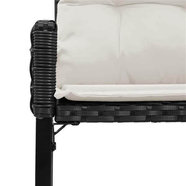 Grote foto vidaxl tuinbank zwart en cream wit 118 x 55 x 82 cm pe rattan en stof tuin en terras tuinmeubelen