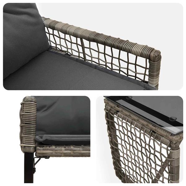 Grote foto vidaxl buitenmeubelset met kussen 3 pcs grijs tuin en terras tuinmeubelen