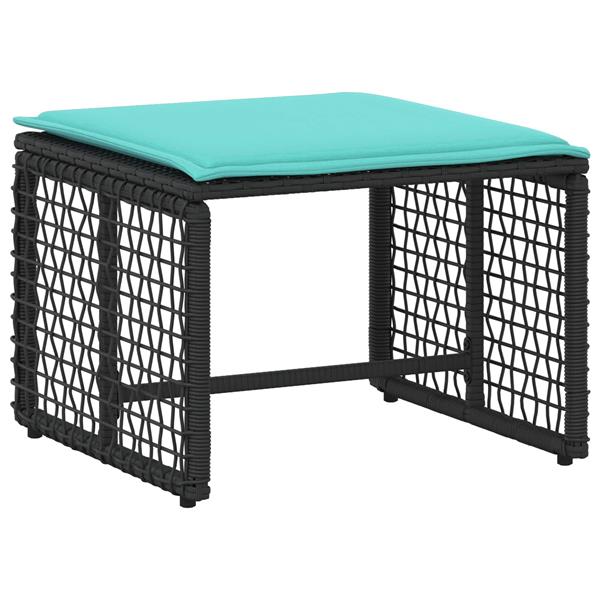 Grote foto vidaxl buitenmeubelset met kussen 5 pcs zwart en turquoise tuin en terras tuinmeubelen